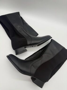 Marc Fisher Black Mid Calf Boots Womens 10M New Block Heel Zip Minimalist